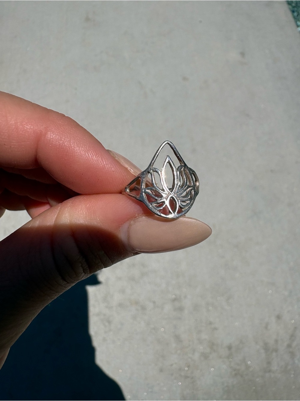 Silver Lotus Cutout Ring